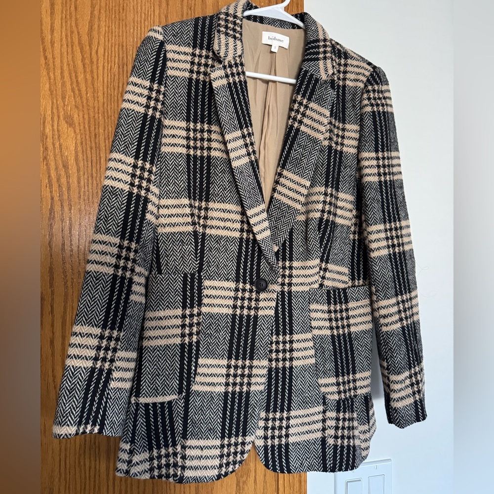 Black and Tan Plaid Blazer